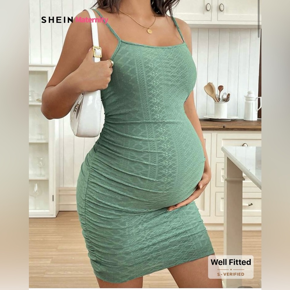 SHEIN Elegant Green Maternity Dress